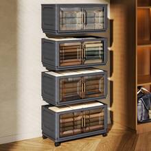 Stackable Foldable Storage Bins With Lids Wheels And Doors - Versatile Storage Container & Storage Cabinet, Practical Kitchen Essentials & Closet Organizers For Home Office Dorm Garage - Portable Collapsible Organizer Boxes - Grey - View 3