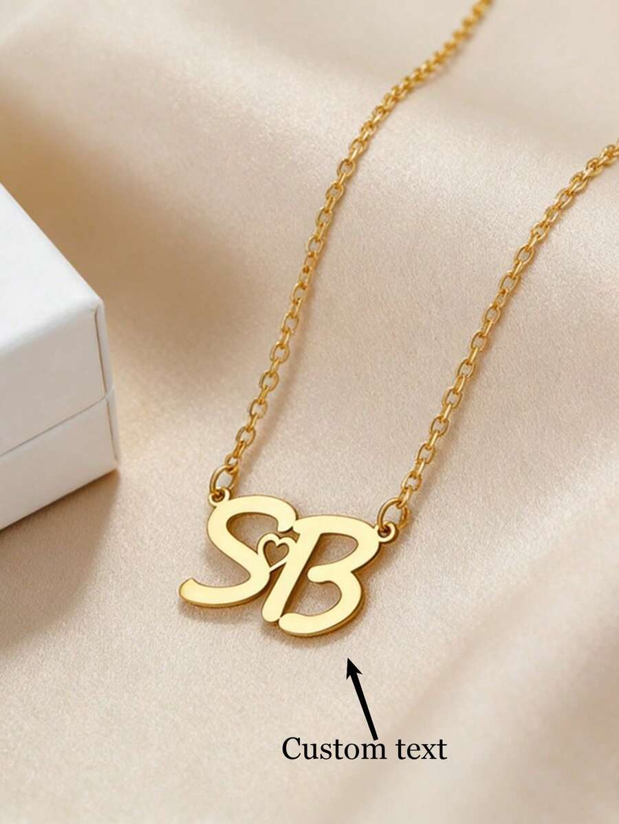Customized Double Initial Love Necklace, Personalized Custom Double First Letter Pendant Necklace, Women's Jewelry, Daily Accessory, Holiday Gift - Multicolor - View 1