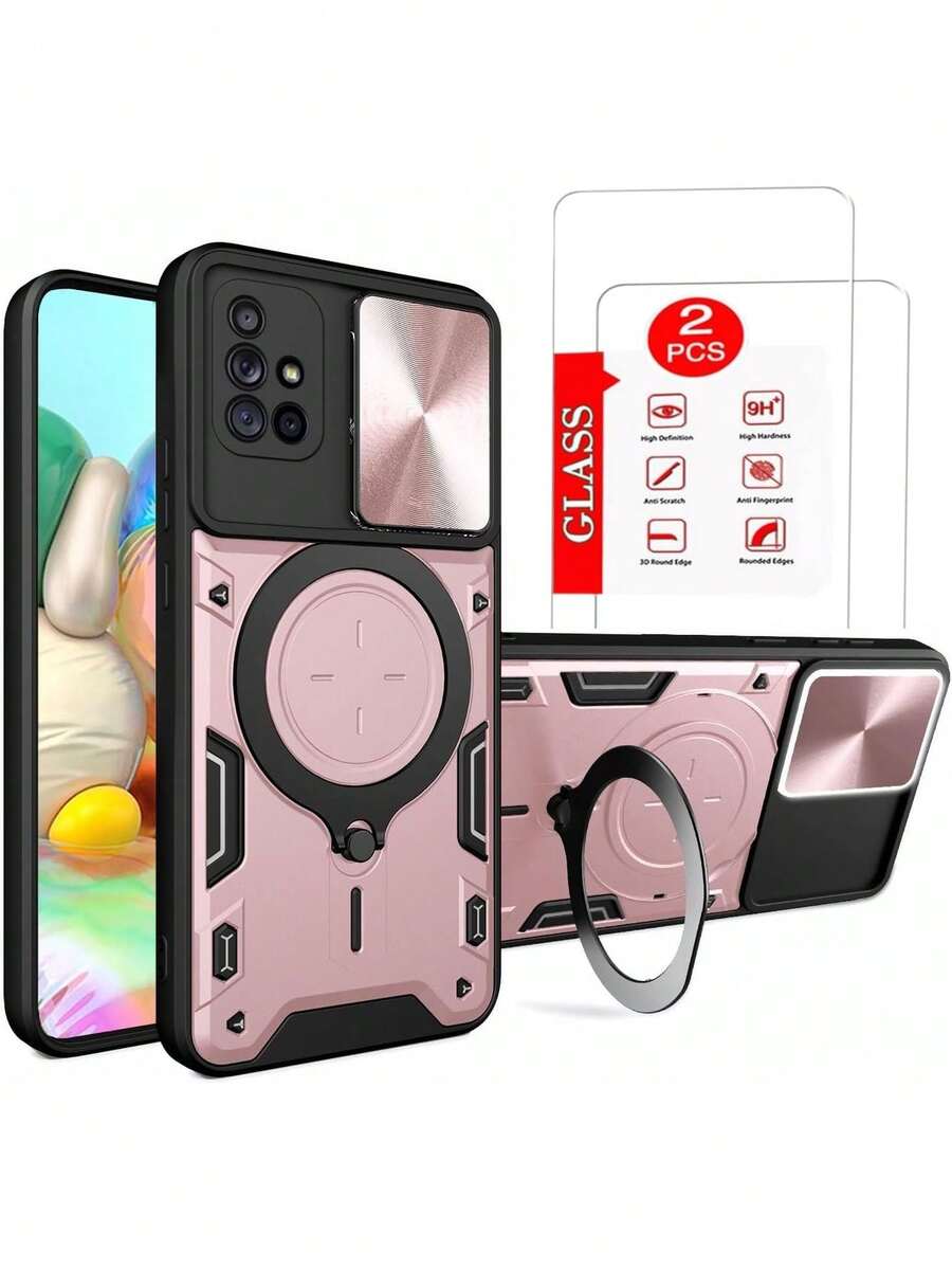 Case For Samsung Galaxy A71 4G (Not For The 5G Version) Capa Case - With Screen Protector And Built-In Phone Stand - Pink, 37318066 - 酒紅色 - 查看 1