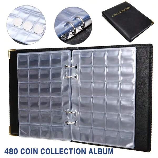 1pc 20/25/27/30mm Coin Collection Book 480Pockets Coin Collection Holder Commemorative Coin Album For Coin Organizer Storage