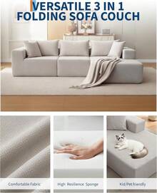 Hodeffior 108" Modular Sectional Sofa, With Right Chaise, Cloud Couch, L-Shaped Boneless Design, Compressed Sofa Bed, No Assembly Required, For Living Room - Beige-right - View 5