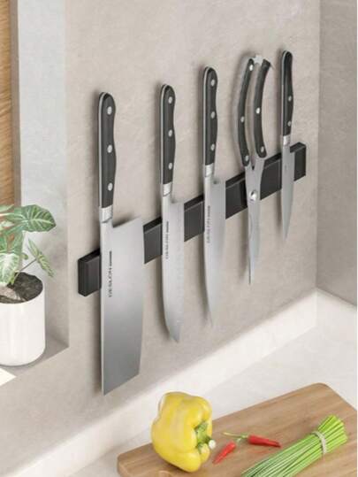 Magnetic Knife Rack, Magnetic Utensil Holder, No Drilling Required, Easy Installation, Space-Saving, Secure Function, Strong Magnetic Force, Wall-Mounted, Suitable For Kitchen Knives, Spoons, Cutlery, Dining Room, Kitchen, Home, Ideal Choice For Kitchen (Random Style)
