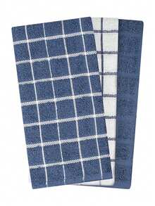 Kitchen Creations 100% Rizo de algodón Toallas de Cocina, Paquete de 3 63.50 cm x 38.10 cm, Azul (Federal Blue), 1,37325672 - azul real - Ver 2