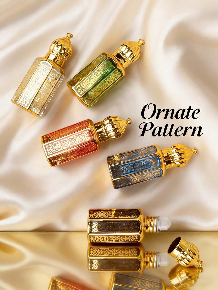 12毫升玻璃精油滚珠瓶，配不锈钢滚珠 - 可重复灌装旅行香水瓶，奢华礼品（皇冠盖，椭圆形设计）| 芳香疗法及送礼必备美容单品 - 彩色 - 查看 1