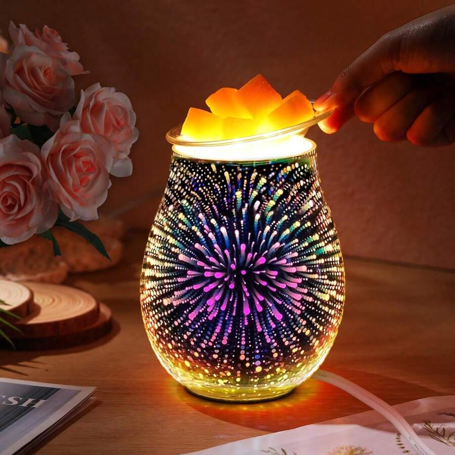 3D Glass Melting Candle Lamp With 7-Color LED Mood Lighting, Suitable For Home, Office, Gifts, And Decorations – Perfect For Thanksgiving, Halloween, Christmas, And Other Holiday Gifts (No Bulb Included) - 1pcs - View 1