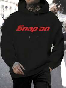 Winter Fashion RecommendationsWinter Fashion RecommendationsVersatile For Autumn Men's Black Hoodie With Red Snap Button Logo - Soft Pullover With Adjustable Drawstring Hood And Kangaroo Pocket - Gym, Streetwear, Casual Wear - Men's Machine Washable Long Sleeve Hoodie - Autumn/Winter Clothing, Sporty Classic Versatile - Black - View 6