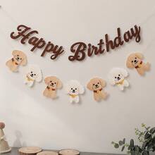 博美犬、柯基犬、比格犬、贵宾犬、金毛寻回犬、拉布拉多犬、斗牛犬幼犬宠物旗，生日快乐派对装饰横幅，带毛绒字母吊坠 - 彩色 - 查看 9