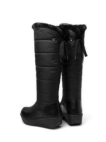 Women's Winter Warm Thick Sole High Tube Snow Boots Waterproof Comfortable Faux Fur Fashion Waterproof Non-Slip Outdoor Boots Christmas Party For Woman - 黑A - 查看 6