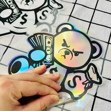 1pc Fierce Bear Motorcycle Laser Effect Vinyl Decal Sticker - Self-Adhesive Waterproof Sticker, Suitable For Motorcycle Body, Fairing, Bumper - Durable Scratch-Resistant Decoration - A - View 3