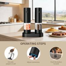 1pc/Set 300mAh Rechargeable Electric Pepper & Salt Grinder, Matte CD Texture Button, Visible Spice Window, Adjustable Ceramic Grinding Core, Type-C Charging Indicator Light, Storage Base, Premium Kitchen Gift For Middle Eastern Home Party Eid - Multicolor - View 4