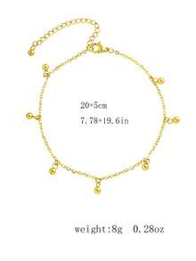 1条手工钛钢脚链，时尚韩版简约可爱7个小铃铛脚链，百搭饰品 - 七小鈴鐺腳鍊 - 查看 4