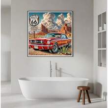 CSZPPQAF 5D Diamond Art Kits For Adults Beginners, Retro Red Car Adult Diamond Painting Kits, DIY Full Drill Round Gem Art Paint By Diamonds Dots Crafts Kits For Home Decor 13.78x13.78 Inch - KM299-1 - 查看 4