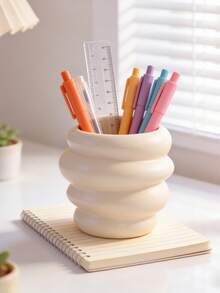 1个可爱笔筒，创意桌面笔筒收纳盒，铅笔和文具收纳盒，桌面配件收纳架，教室收纳工具，返校用品，家庭办公室桌面装饰，多功能笔筒支架 - 彩色 - 查看 2