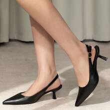 Zapatos Tacón Fino Punta Afilada Charol Elegantes Weide,Zapatos de tacón grueso Mary Jane de moda para mujeres - Negro - Ver 2