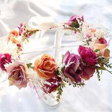 YAZILIND Adjustable Flower Headband Hair Wreath Floral Garland Crown HA 11LO Headpiece With Ribbon Boho Wedding Festival,1-Color - 1-color - View 6