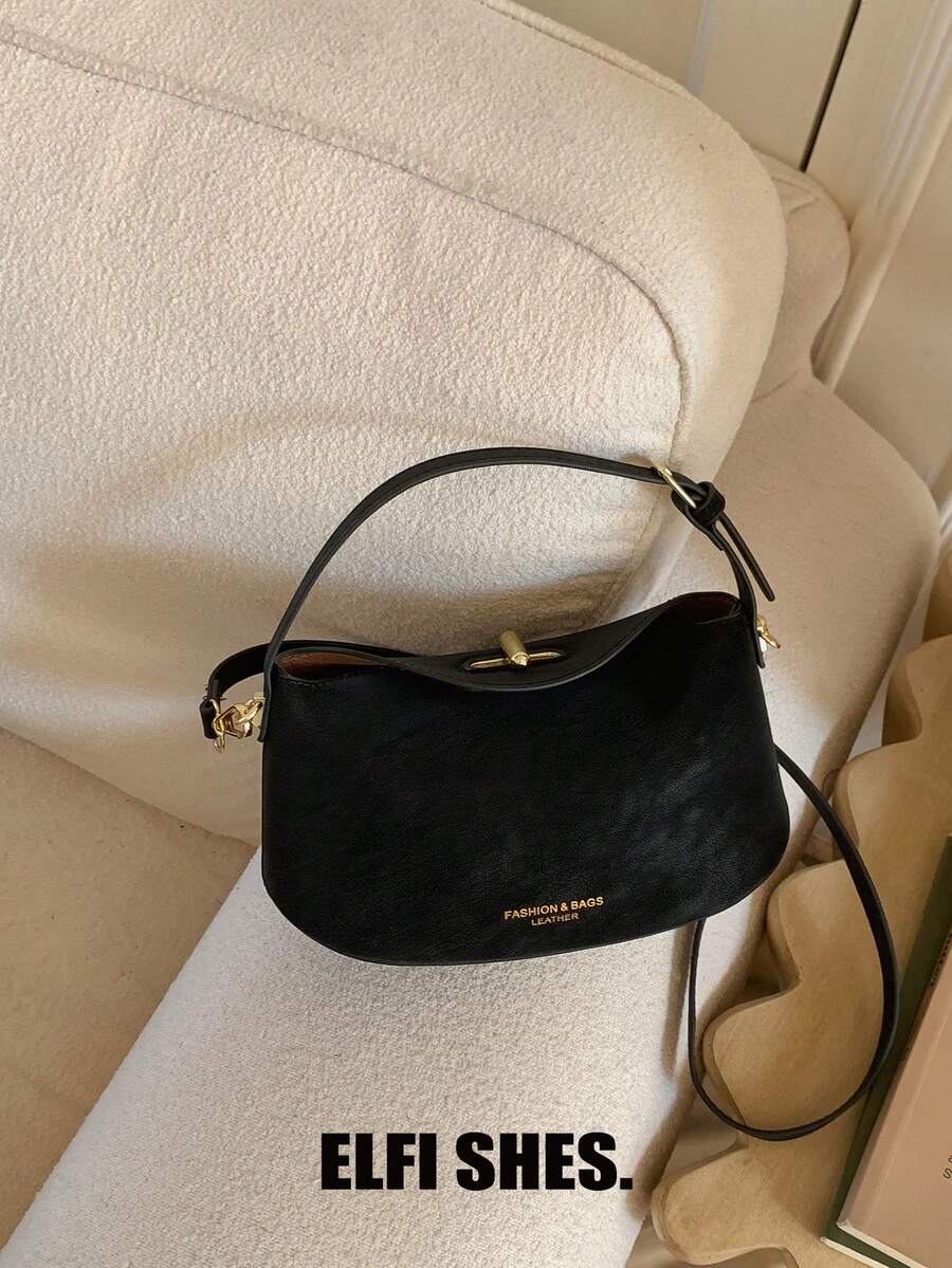 PU Material Women's Small Handbag, Fashionable Flap One Shoulder Crossbody Bag, Twist Lock Closure, Suitable For Girls, Ladies, College Students, Young Professionals, And Office Workers, Great For Work, Business, Commuting, And School