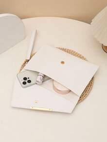 2025新款时尚女士休闲PU信封包，办公用品，A5文件袋，高品质百搭复古手提包