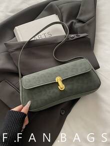 Unique Underarm Bag For Women, 2025 Autumn New Korean Fashion Shoulder Bag, Chic Lock Small Square Bag - Green - View 1