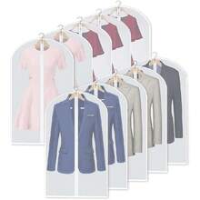 10 Pzs Protector de Ropa Colgante, Fundas Ropa Transparente con Cremallera Completa Antiestático, Anti-Polvo y Transpirable, Reutilizable Portátil Bolsa de Ropa para Trajes, Chaquetas, Faldas,37365550 - Multicolor - Ver 1