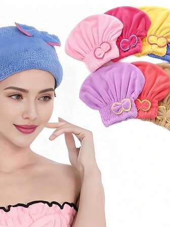 Toalla de pelo de felpa de coral con lazo, súper absorbente y de secado rápido, adecuada para mujeres con cabello grueso, se puede usar como gorro de baño, uso diario, decoración del baño del hogar, decoración de otoño, suave, cálida y cómoda, accesorio de pelo ideal