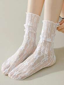 5 Pairs Women's Summer Fashion Transparent Lace Socks, Soft, Sexy, Sweet Lolita Style, Comfortable Breathable Casual Socks - Multicolor - View 11