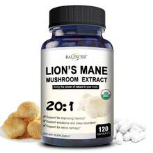 Lion's Mane Mushroom 120 Capsules - Natural Ingredient Extract - Memory Booster - Support Sleep & Emotional Health - 1 chai - Xem 10