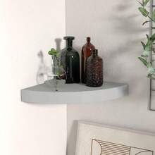 Larryhot Scaffale Angolare a Parete Grigio 25x25x3,8 cm in MDF, Facile da assemblare, dall'estetica elegante e raffinata, pratica per riporre gli oggetti, la scelta ideale per l'organizzazione e la decorazione domestica - Grigio - Visualizzare 1