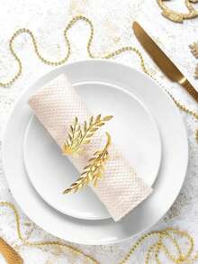 2-50个装丰收小麦餐巾环，金属叶子餐巾架，秋季餐巾环支架，婚礼生日派对餐桌装饰，加厚铁质小麦餐巾环，适用于生日、农场、婚礼、派对、节日等场合 - 非常适合自助餐桌装饰、婚礼派对装饰、毕业典礼装饰、母亲节父亲节装饰 - 彩色 - 查看 11