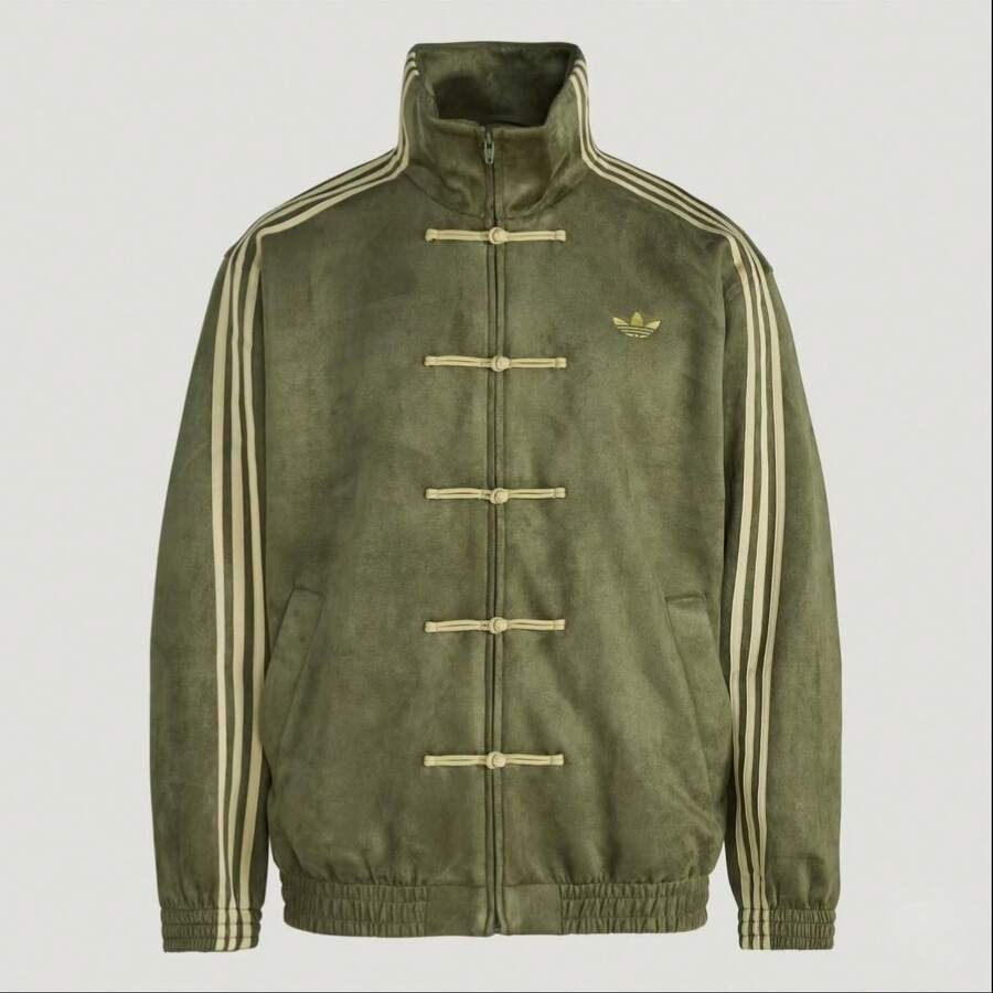 Adidas & Tang Suit Men Hanfu Chinese Traditional Clothes Long Sleeve Jacket , Tang Suit Jacket, Chinese Style, Chinese Embroidered Jacket For Men - Màu xanh Ô liu - Xem 1