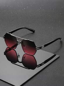 Dual-Bridge Multi-Frame Glasses, Unisex, Hollow-Out Temples, Suitable For Music Festivals And Street Outfits