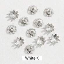 100个花形帽，适用于DIY串珠手链、隔珠、手工珠宝制作、礼品包装装饰配件、珠宝底座花形帽，也是制作发饰和耳环的必备材料 - 彩色 - 查看 7