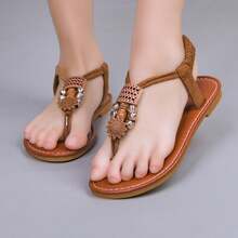 1 Pair Girls' Fashion Flat Sandals, Comfortable Casual Everyday Wear Flip Flops - Brown - View 14