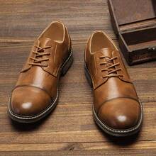 Men's Casual Shoes, Commuting & Outdoor Sports, Anti-Slip & Durable, Classic Derby Shoes, Fashionable Retro Work Boots - Ginger - View 4
