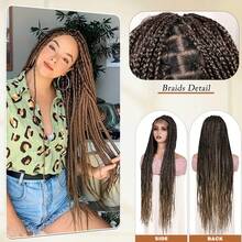 A ANYTIME 无结盒式辫假发 无结盒式辫蕾丝前假发带婴儿发 轻盈合成浅棕色玉米辫假发