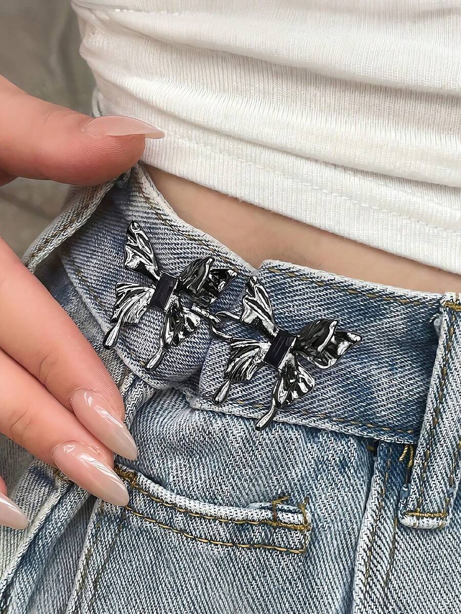 Women's Waist Button Extender Set, Butterfly Waist Extender Buttons And Small Snap Fasteners, For Tightening Jeans