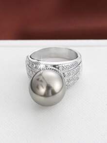 1pc Fashion Wide Band Design Cubic Zirconia Adjustable Ring For Women - Multicolor - View 15