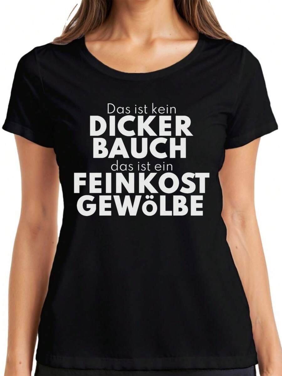 KeidickeBaucFeinkostgewölblustigeSprucFoodiGeschenDameT-Shirt - Negro - Ver 1