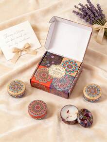 1支复古图案香氛蜡烛，家居香氛，散发怡人浓郁的香气。可作为送给女性的礼物或家居装饰品。适用于客厅/卧室/浴室的装饰和香薰。 - 彩色 - 查看 7