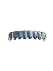 RACHELZ 新款嘻哈平滑面 8 顆下齒牙套 Grillz 牙套 龐克亮面牙套 男女通用 牙飾 日常禮物 - 銀色 - 查看 5