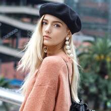 Beret, French Beanie, Outdoor, Winter, Fashion Lady Hat - Black, Camel, Big Red, Royal Blue, Navy Blue, Rose Red - View 5