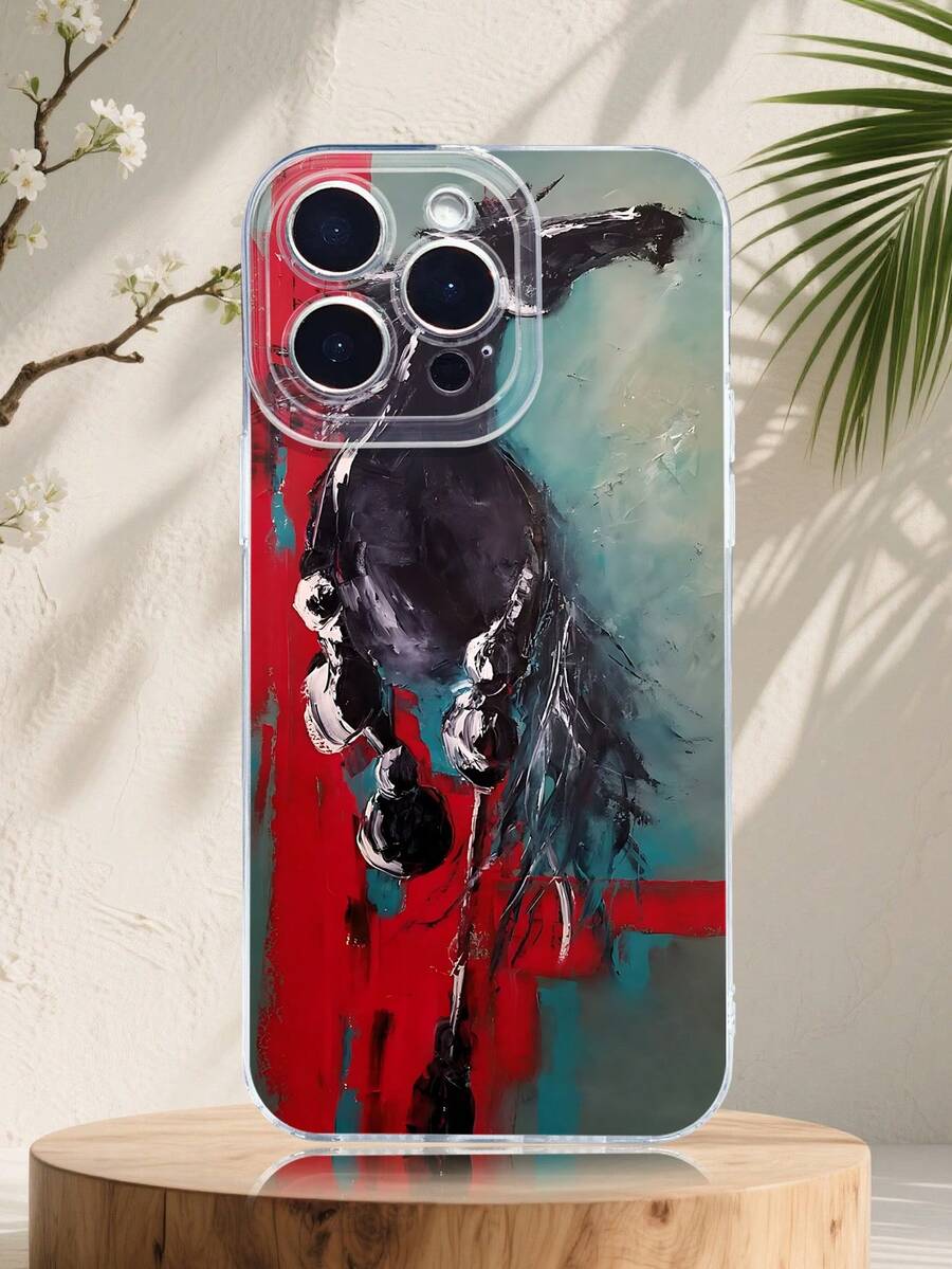 1PC Funda de teléfono con diseño de caballos en rojo y verde estilo navideño dinámico patrón festivo con estrellas brillantes ideal para temporada de fiestas TPU transparente protección completa para lente compatible con iPhone17/16/15/14/13/12/11/Pro/ProMax compatible con Galaxy A54/S24 Ultra/Plus compatible con Moto/Galaxy/Redmi/Honor/OPPO - G transparente - Ver 1