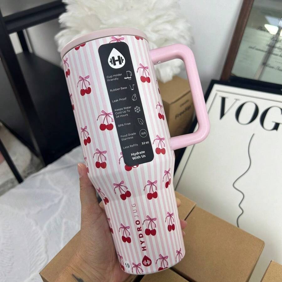 Hydro Tumbler Leak-Proof, Insulated, 32oz, Perfect For Car Camping, Daily Use, And As Gift. - Cherry dễ thương - Xem 1