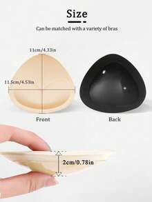 1 Pair Thick Padded Inserts, Thickened Heart-Shaped Push-Up Bra Pads, Adhesive For Camisoles Or Swimwear, Enhances Bust, Breathable With Foam Lining - Apricot - View 6