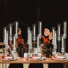 8pcs Acrylic 5 Arm Candle Holder,22.6'' Tall Candelabra Wedding Centerpieces For Tables,Clear Candlesticks Holder With Lampshade For Birthday Party Housewarming Gift Fireplace Dinner Decor - Trong suốt - Xem 8