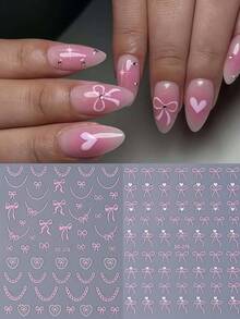 2pcs Blue 5D Embossed Boho Style Nail Art Stickers, DIY Self-Adhesive Nail Decals, Suitable For Acrylic Nail Supplies, Nail Art Decorations - Pink - View 2