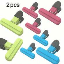 2 Food Bag Clips, Large Potato Chip Bag Clips, Heavy-Duty Sealing Clips, Reusable Airtight Clips, Suitable For Various Production Bags And Plastic Bags, Kitchen Organizers And Storage, Kitchen Accessories - Multicolor - View 7