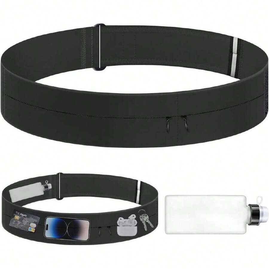 Cangurera Deportiva para Correr - Impermeable, Ajustable (2 Tallas), Botella de Agua 330ml Incluida - Para Running, Gimnasio, Senderismo - L (Cintura 80-110 cm),37365932 - Multicolor - Ver 1