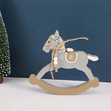 Adorno de caballo mecedor de madera, adorno creativo de animal para escritorio, para decoración del hogar, sala de estar y dormitorio. - Gris - Ver 1