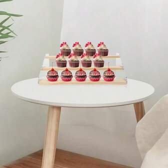 1个亚克力展示架，带木质梯形框架 - 3/4层桌面三角形收纳架，透明桌面整理架，适用于手镯、珠宝、耳环和玩偶 - 非常适合房间、商店或办公室装饰、货架装饰、节日礼物