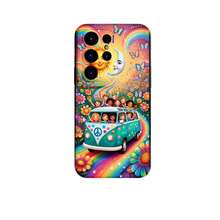 1PC Phone Case ,  Rainbow Sun Moon Van Flowers , Stylish Phone Case, Phone Decoration, All-around Lens Protection, Creative Small Gift, Funny Gift for Boys and Girls - Negro - Ver 7